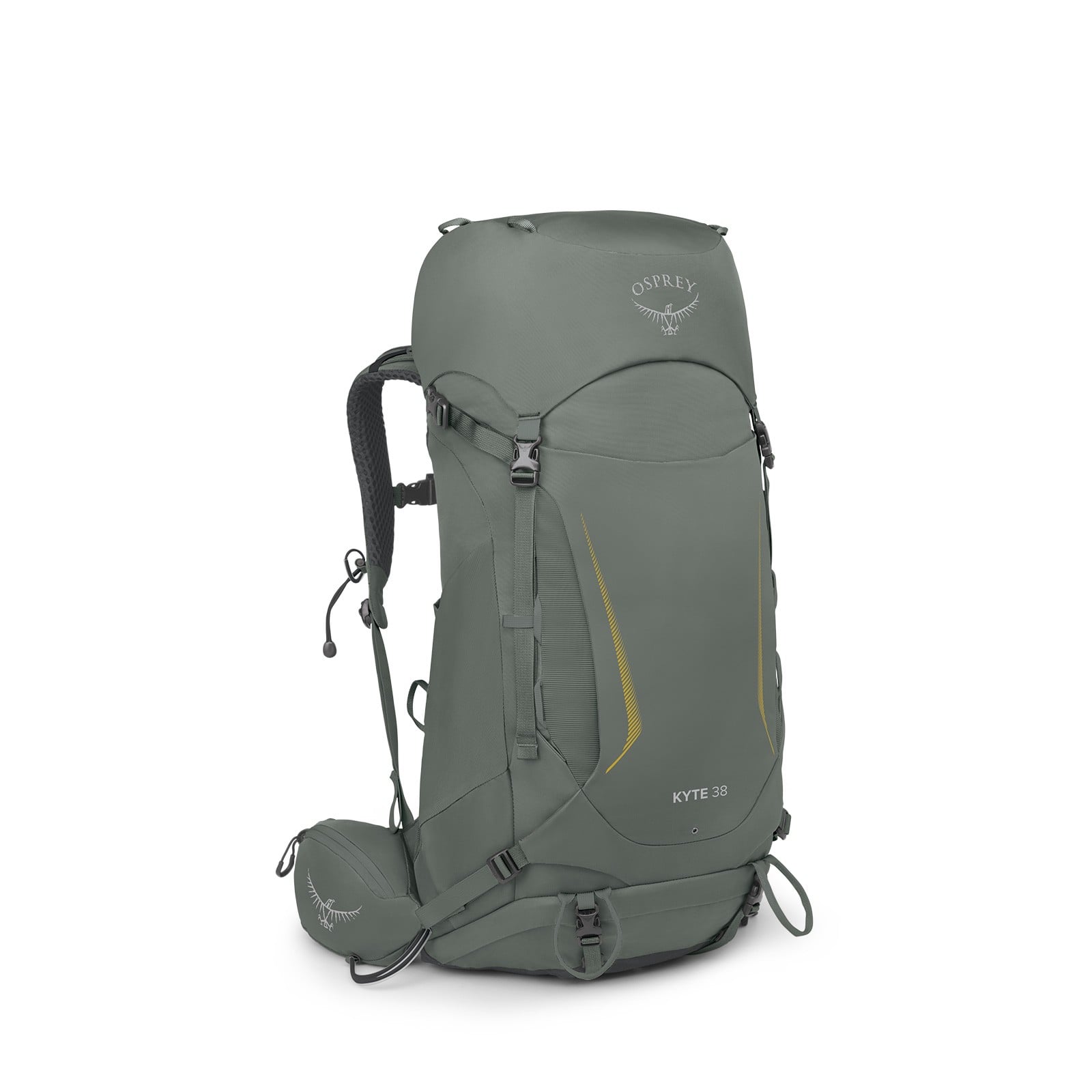 Osprey Kyte 38 Women's Backpacking Pack 38L in Rocky Brook Green — angle view 2