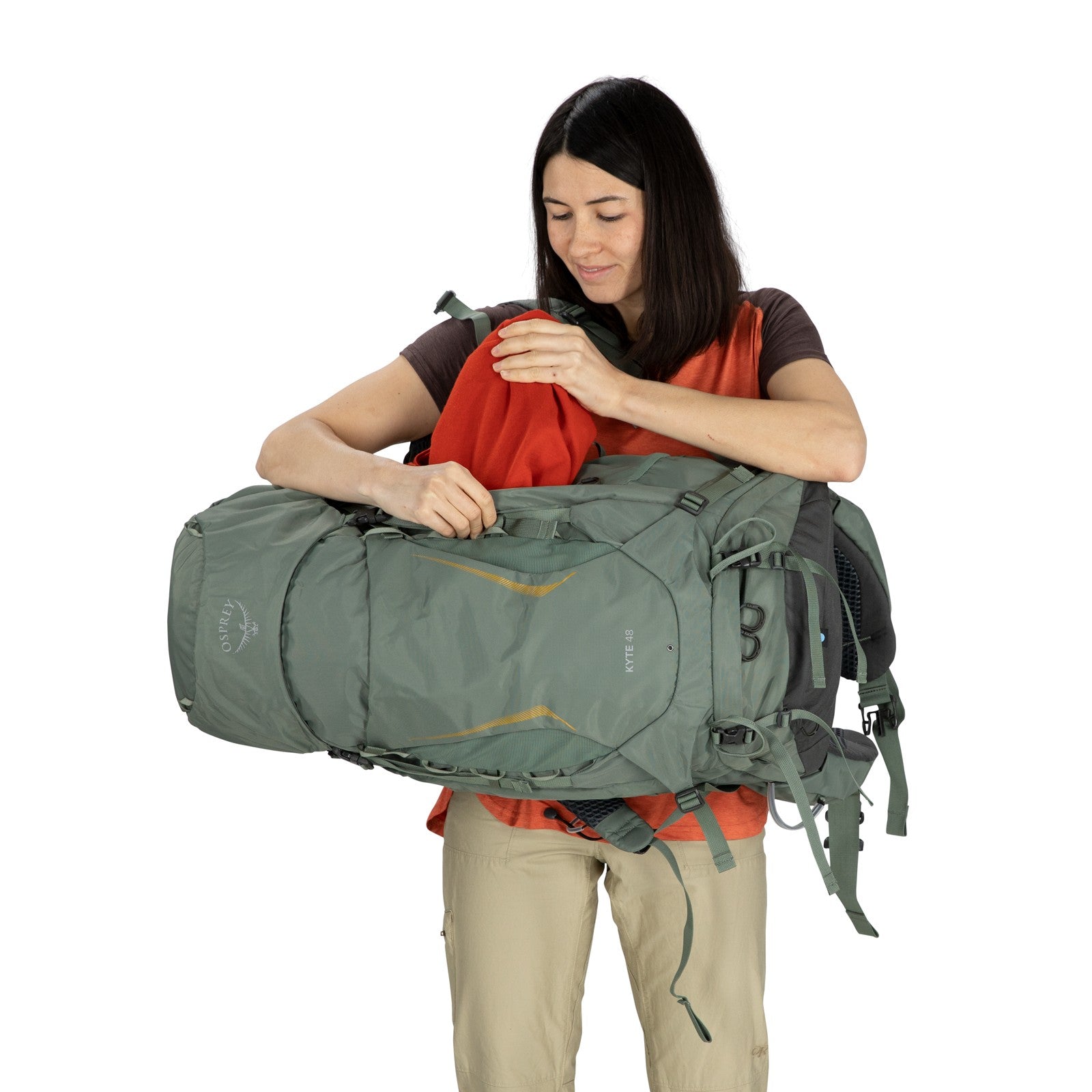 Osprey Kyte 48 Women's Backpacking Pack 48L in Rocky Brook Green — detail view 3