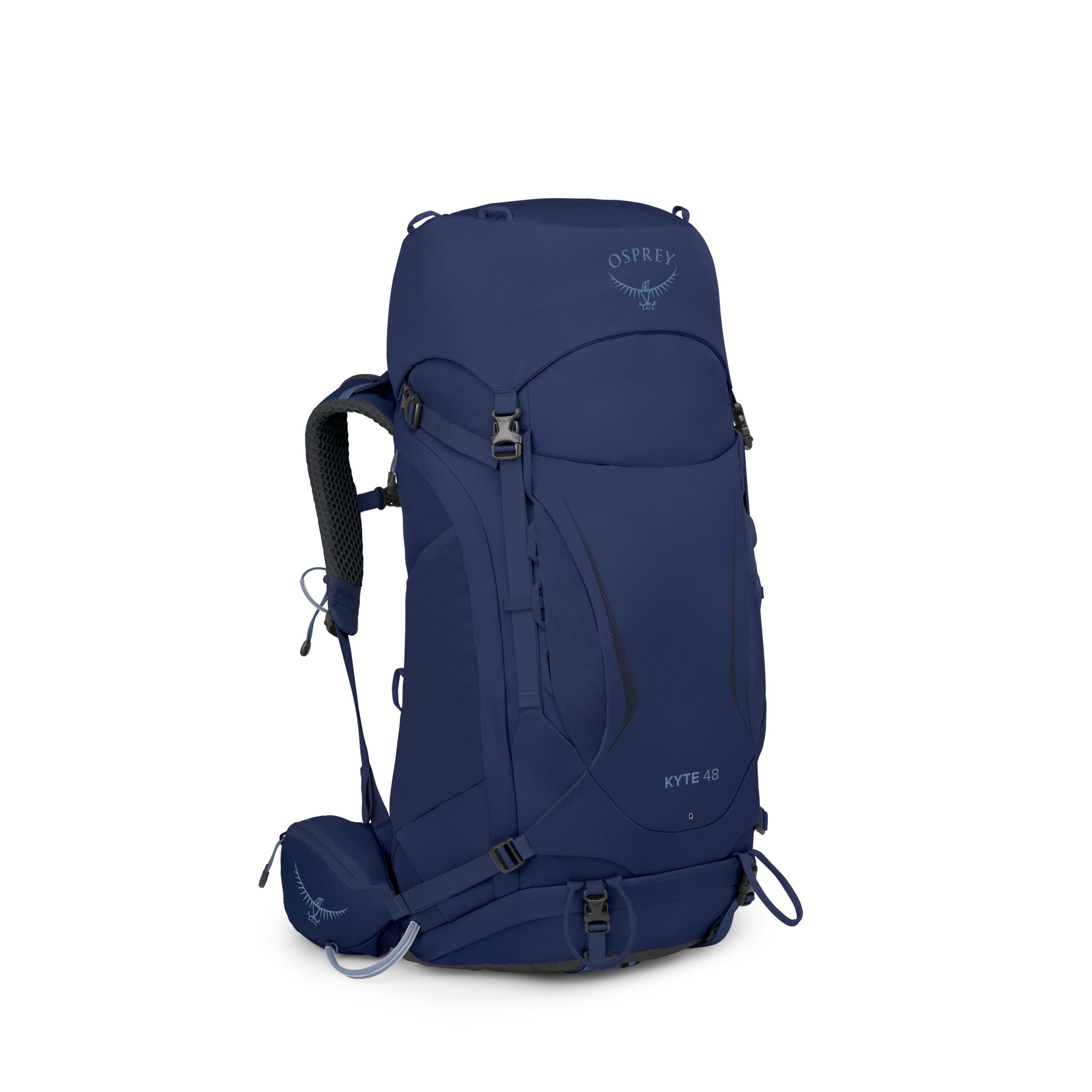 Osprey Kyte 48 Women's Backpacking Pack 48L in Serenity Blue — angle view 2