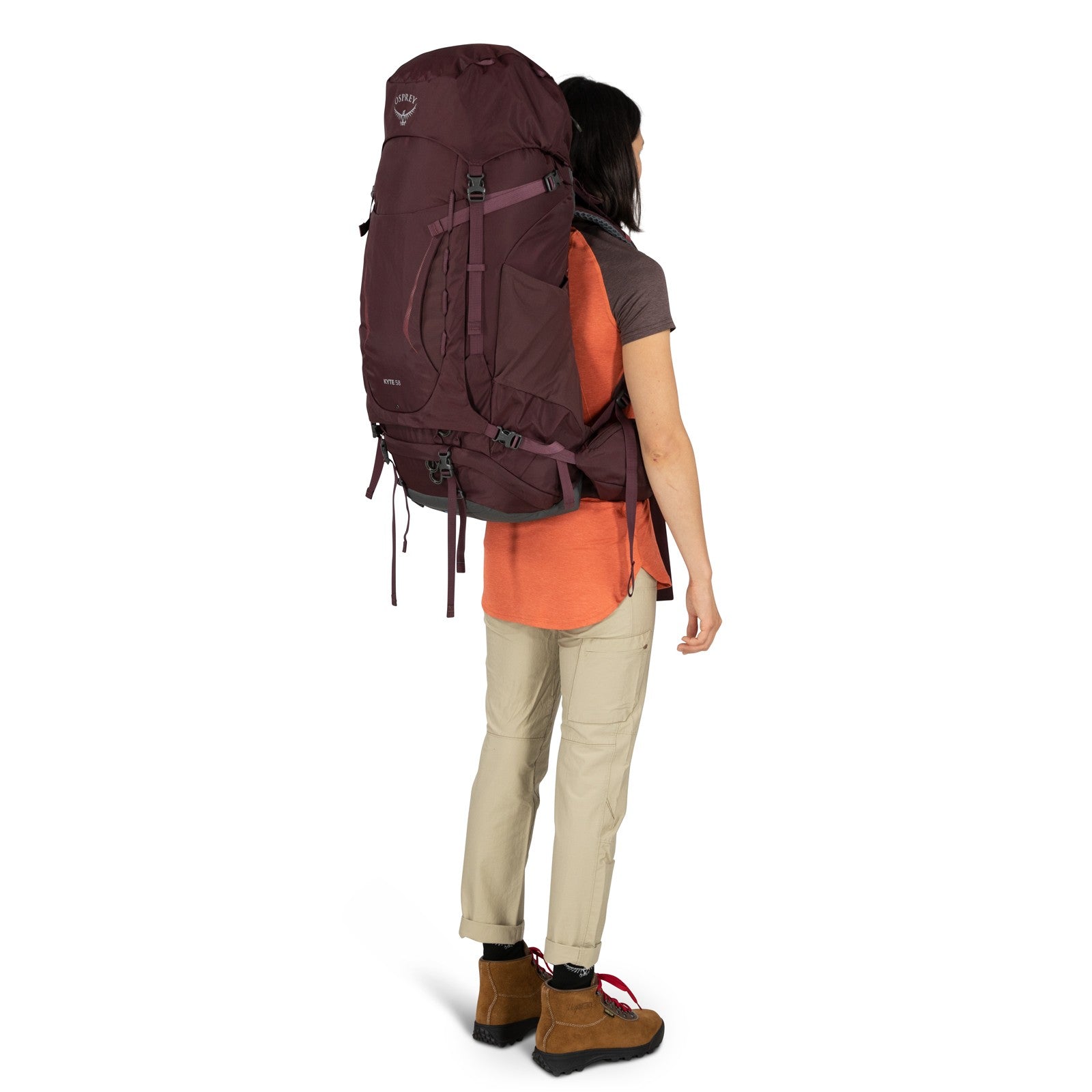 Osprey Kyte 58 Women's Backpacking Pack 58L in Elderberry Purple — lifestyle 2