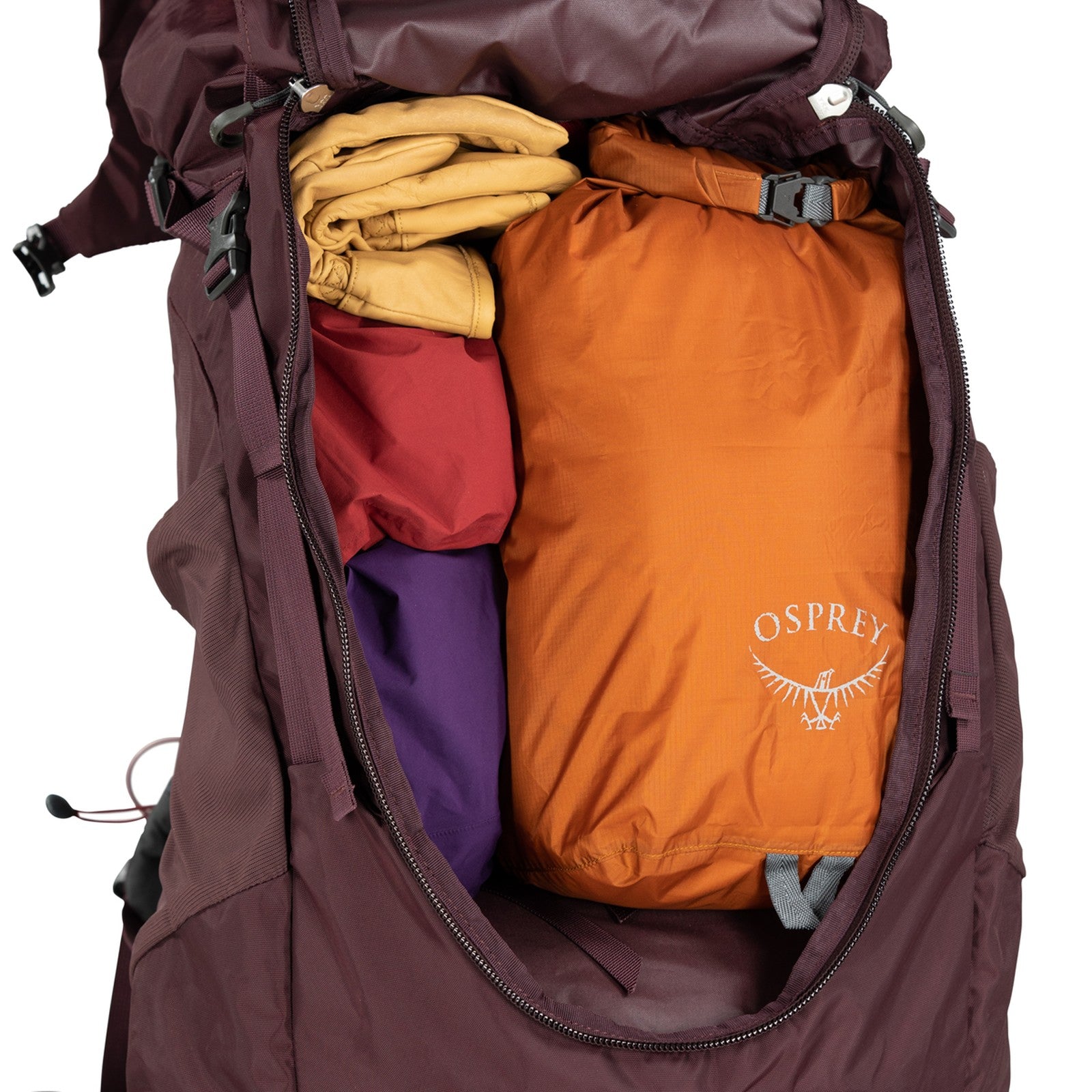 Osprey Kyte 58 Women's Backpacking Pack 58L in Elderberry Purple — detail view 2