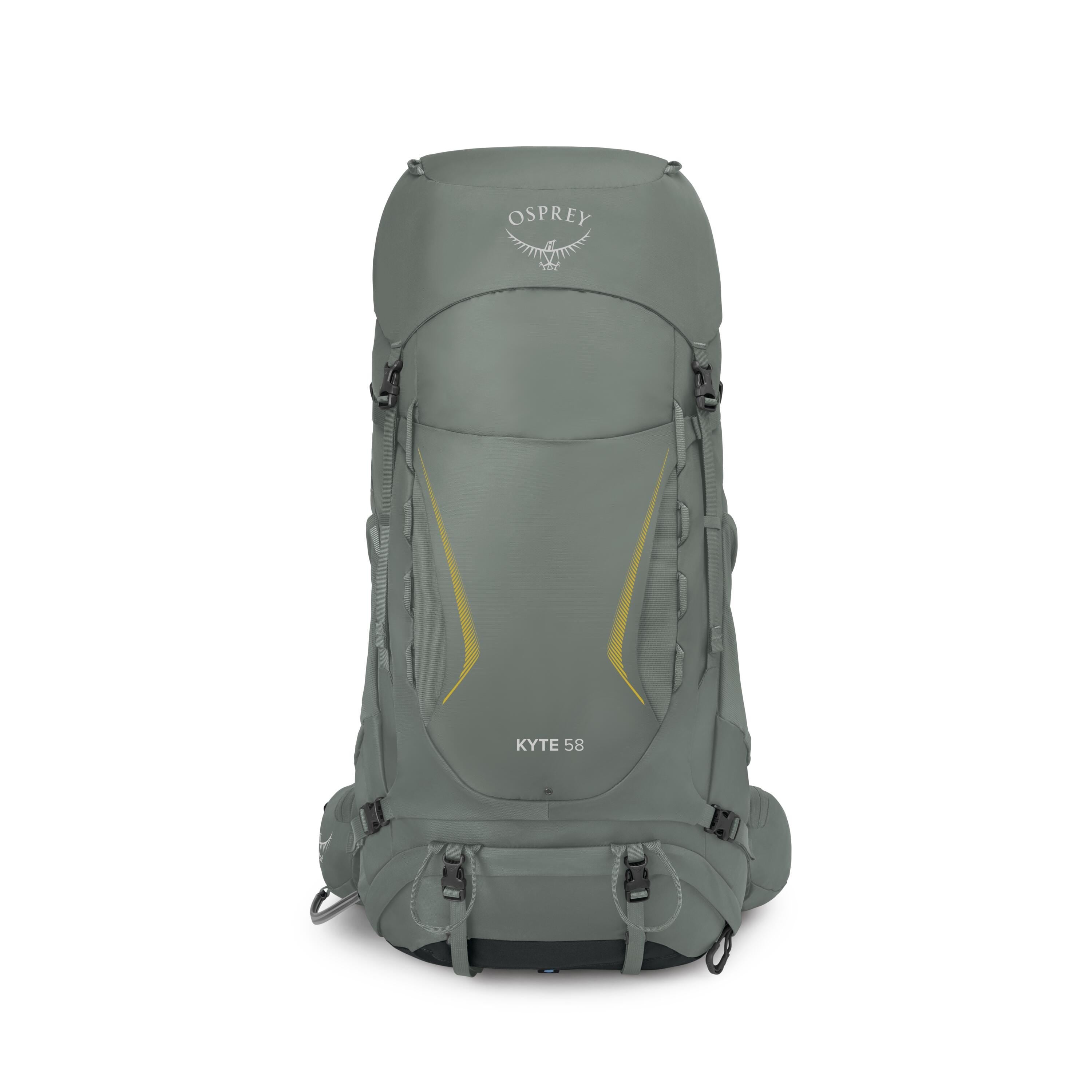 Osprey Kyte 58 Women's Backpacking Pack 58L in Rocky Brook Green — front view