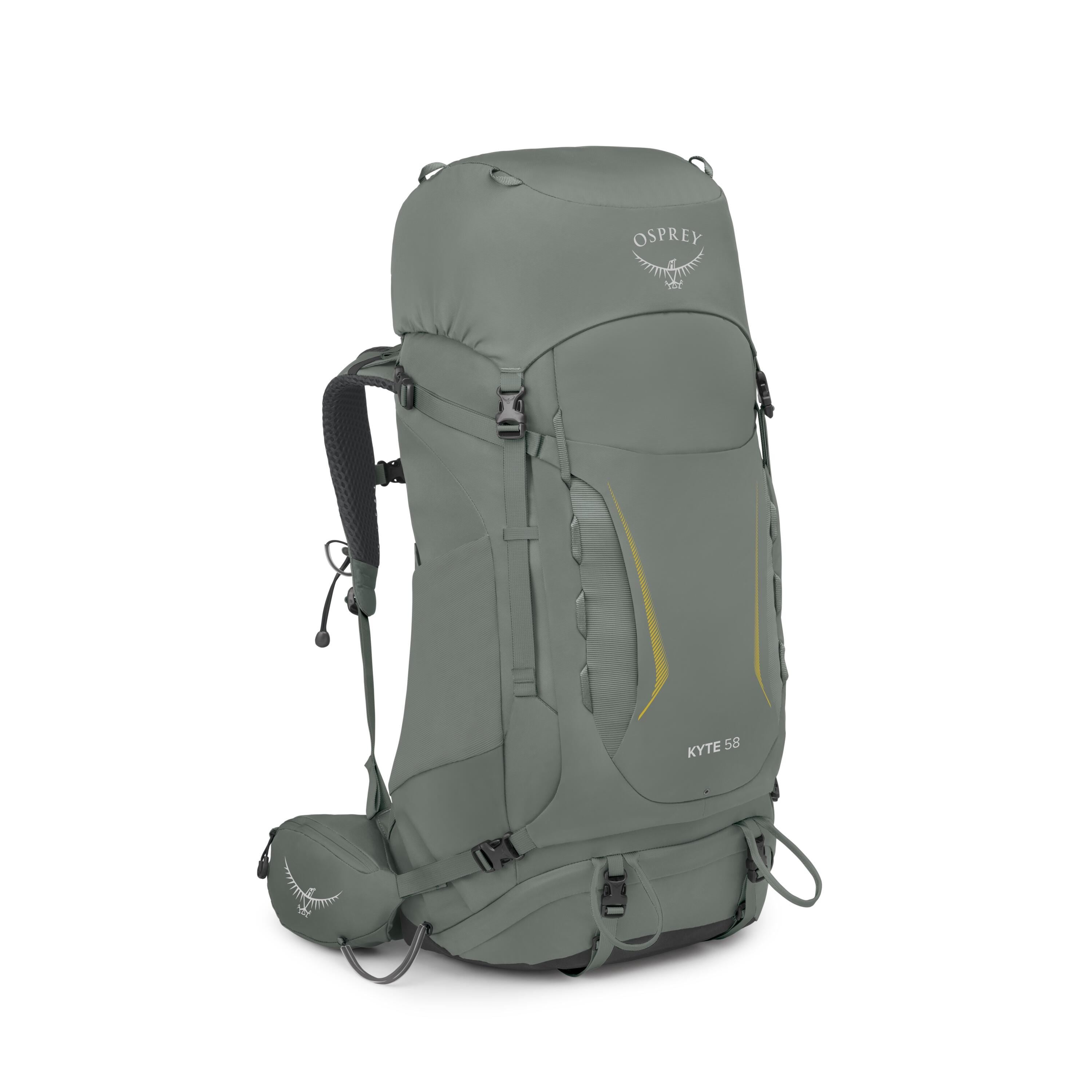 Osprey Kyte 58 Women's Backpacking Pack 58L in Rocky Brook Green — angle view 2