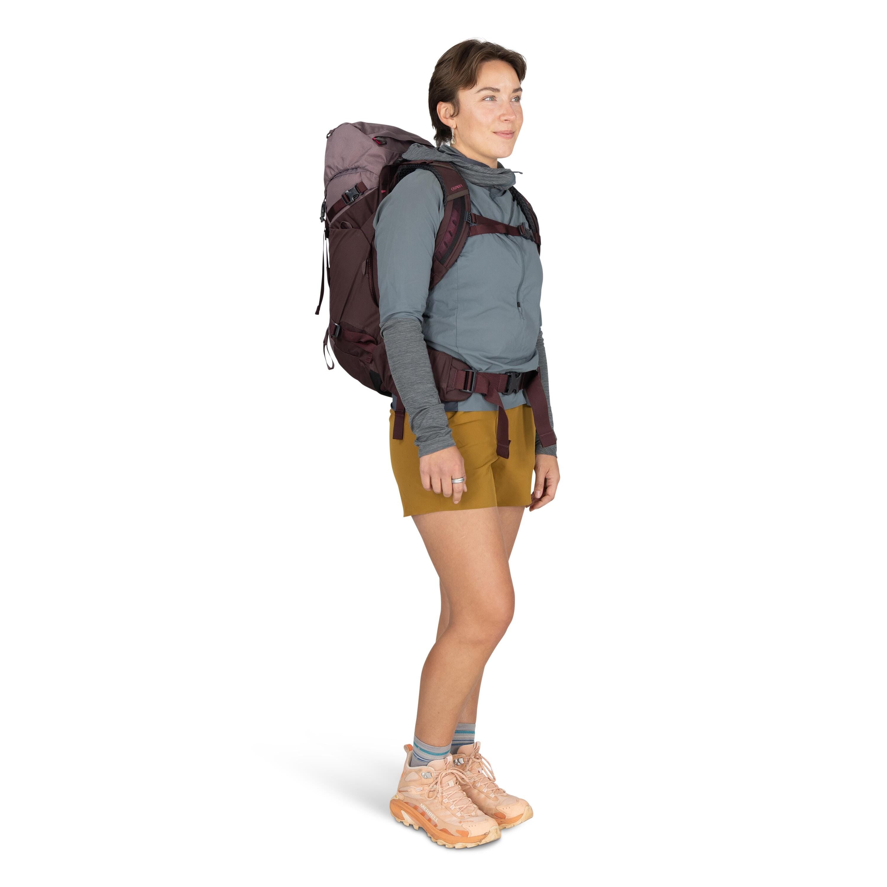 Osprey Kyte LT 28 Women's Hiking Backpack 28L in Graphite Purple — lifestyle