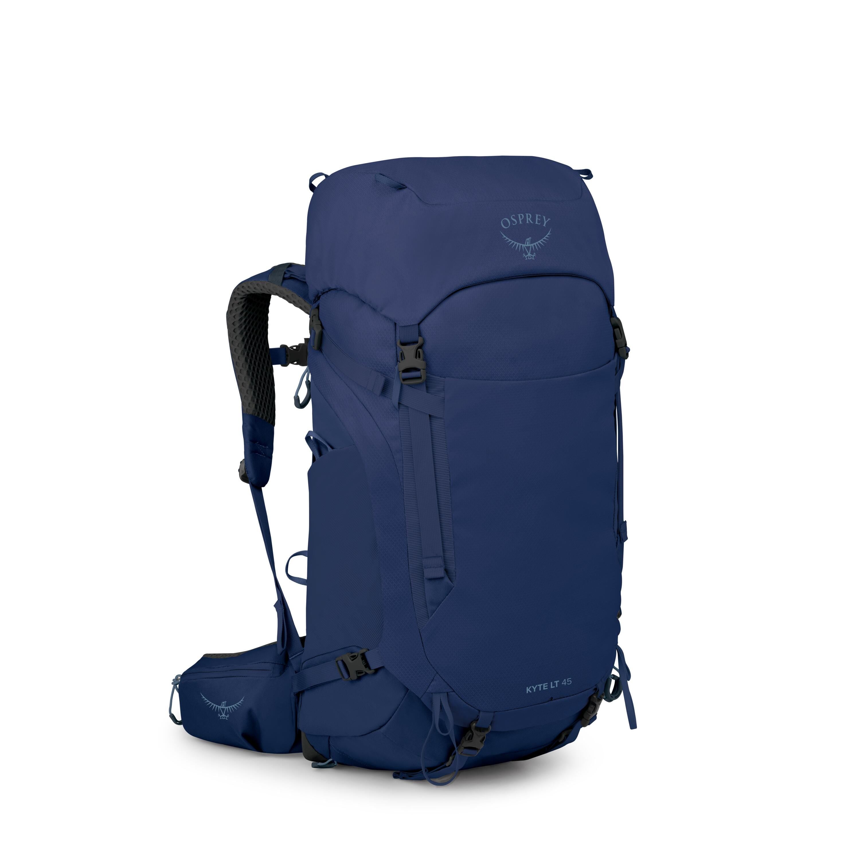 Osprey Kyte LT 45 Women's Backpacking Pack 45L in Serenity Blue — angle view 2