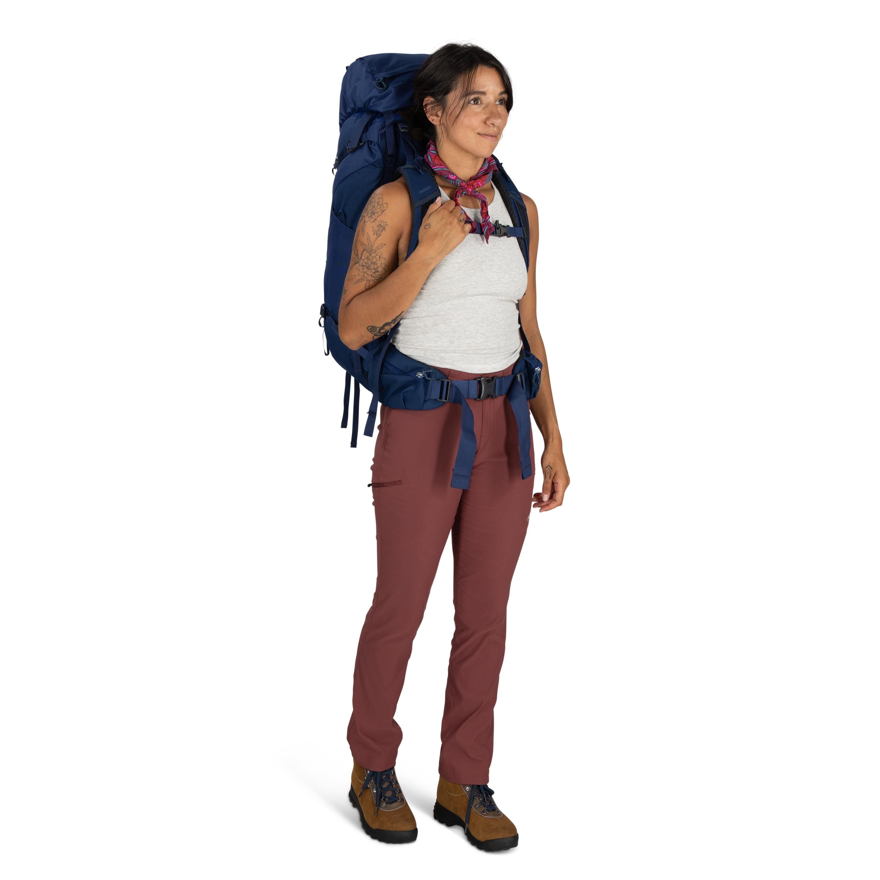 Osprey Kyte LT 65 Women's Backpacking Pack 65L in Serenity Blue — lifestyle