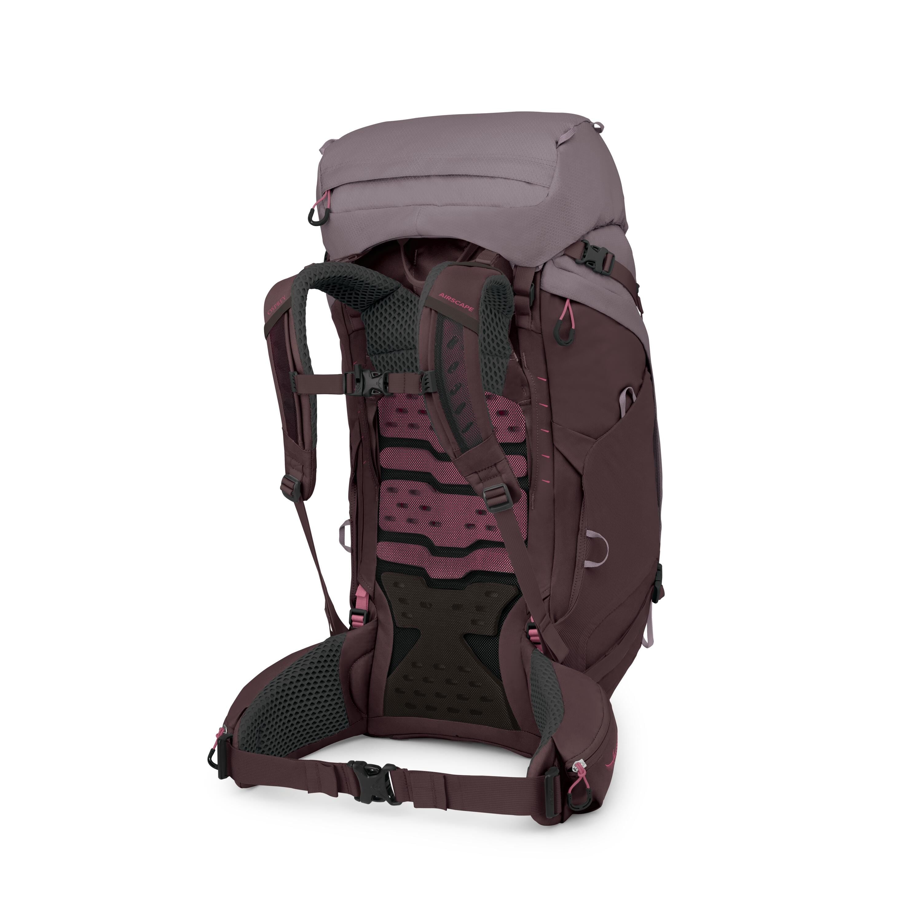 Osprey Kyte LT 65 Women's Backpacking Pack 65L in Graphite Purple — back view