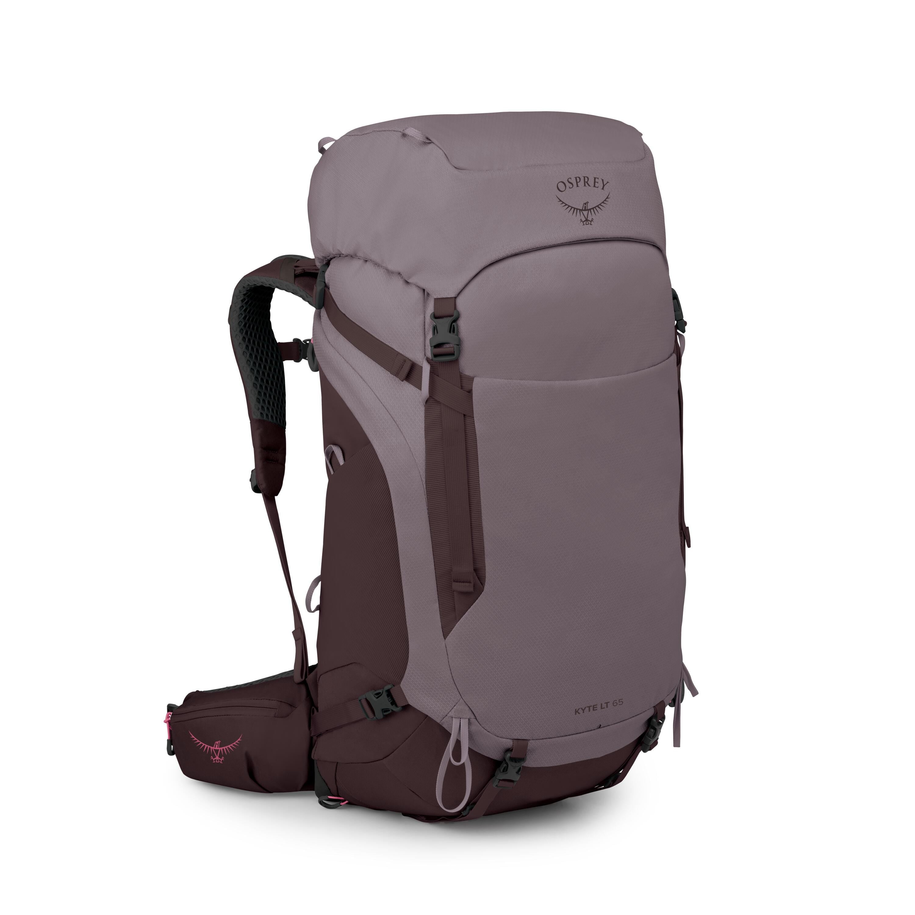 Osprey Kyte LT 65 Women's Backpacking Pack 65L in Graphite Purple — angle view 2