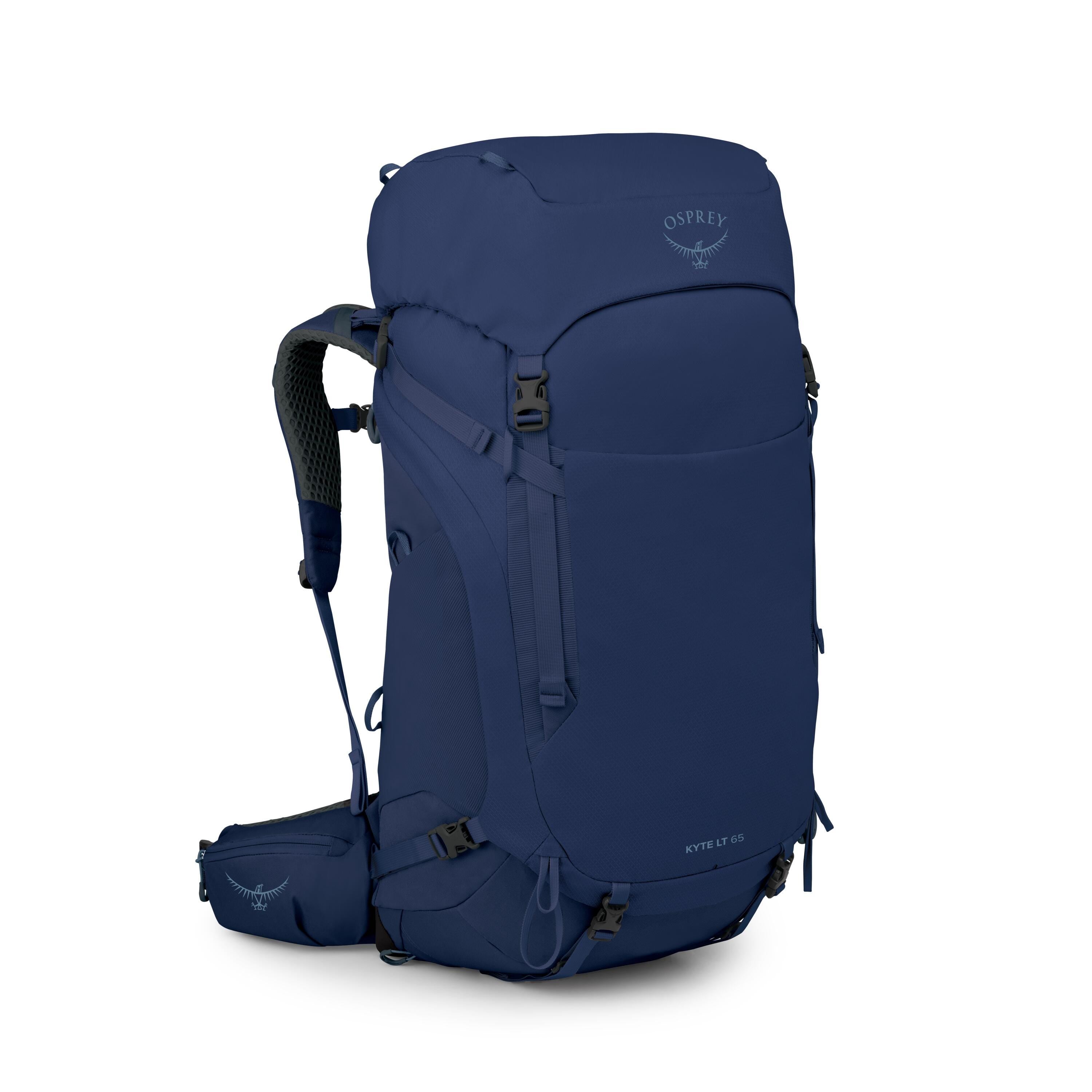 Osprey Kyte LT 65 Women's Backpacking Pack 65L in Serenity Blue — angle view 2