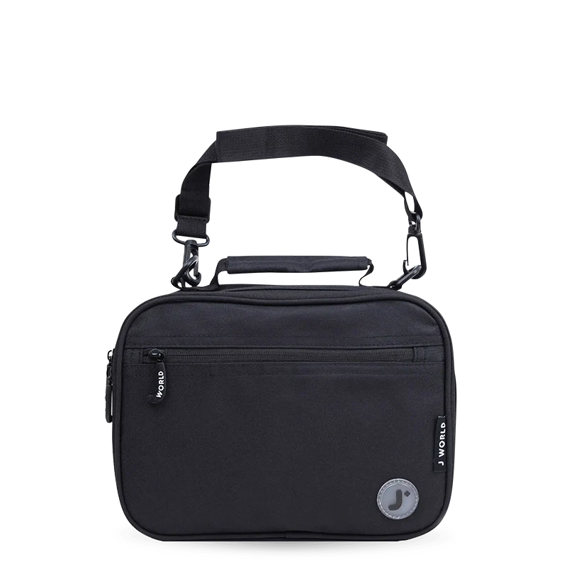 J World Cody Lunch Bag With Shoulder Strap in Black — front view # color_Black