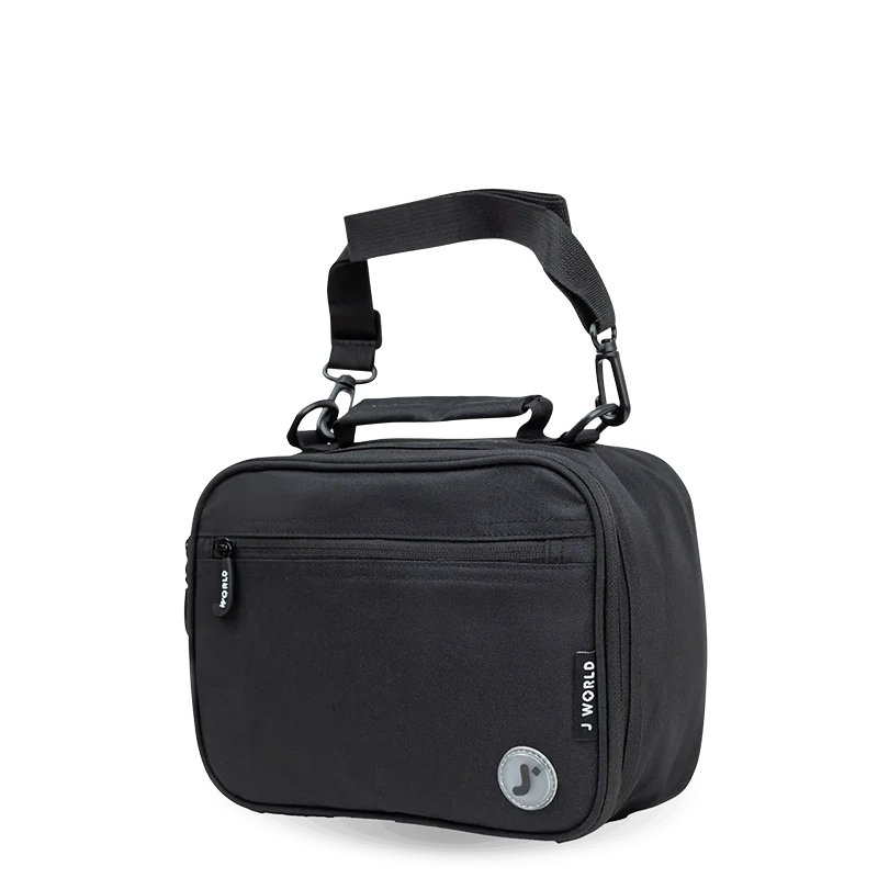 J World Cody Lunch Bag With Shoulder Strap in Black — angle view 2 # color_Black