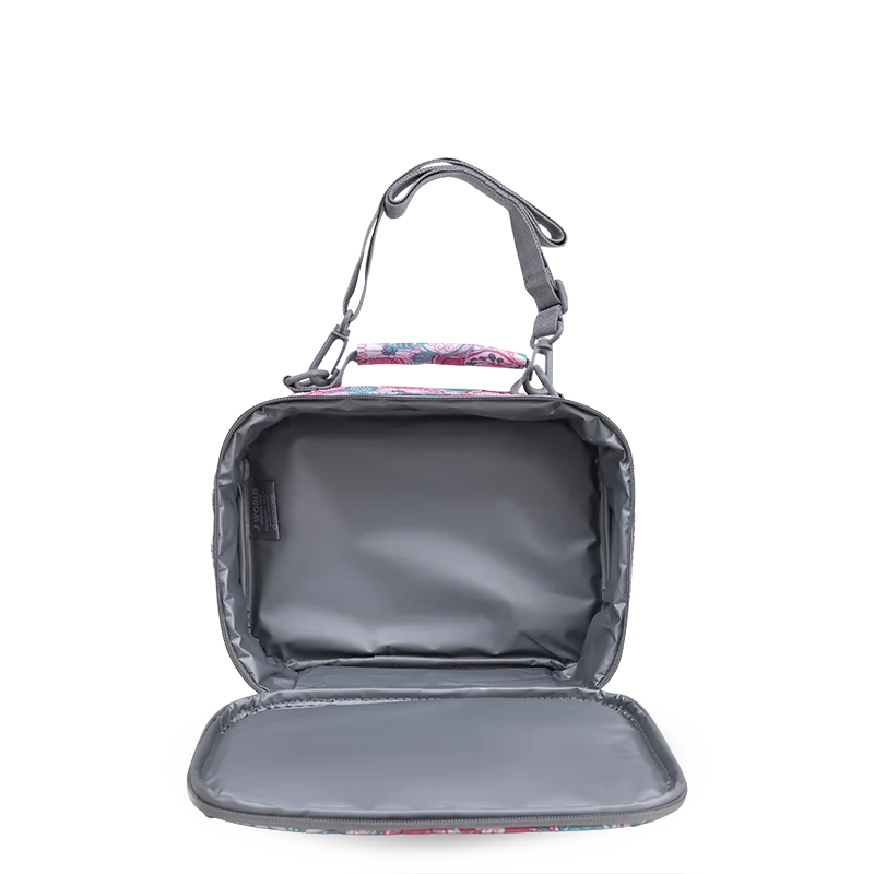 J World Cody Lunch Bag With Shoulder Strap in Blue Raspberry — interior view # color_Blue Raspberry