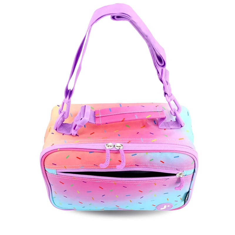 J World Cody Lunch Bag With Shoulder Strap in Confetti — detail view # color_Confetti