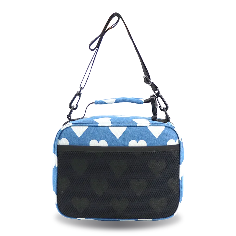 J World Cody Lunch Bag With Shoulder Strap in Denim Heart — back view # color_Denim Heart