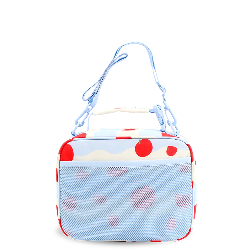 J World Cody Lunch Bag With Shoulder Strap in Floating Apple — back view # color_Floating Apple