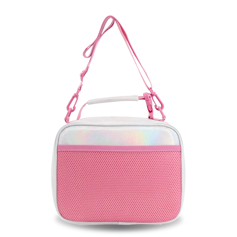 J World Cody Lunch Bag With Shoulder Strap in Metallic Silver — back view # color_Metallic Silver