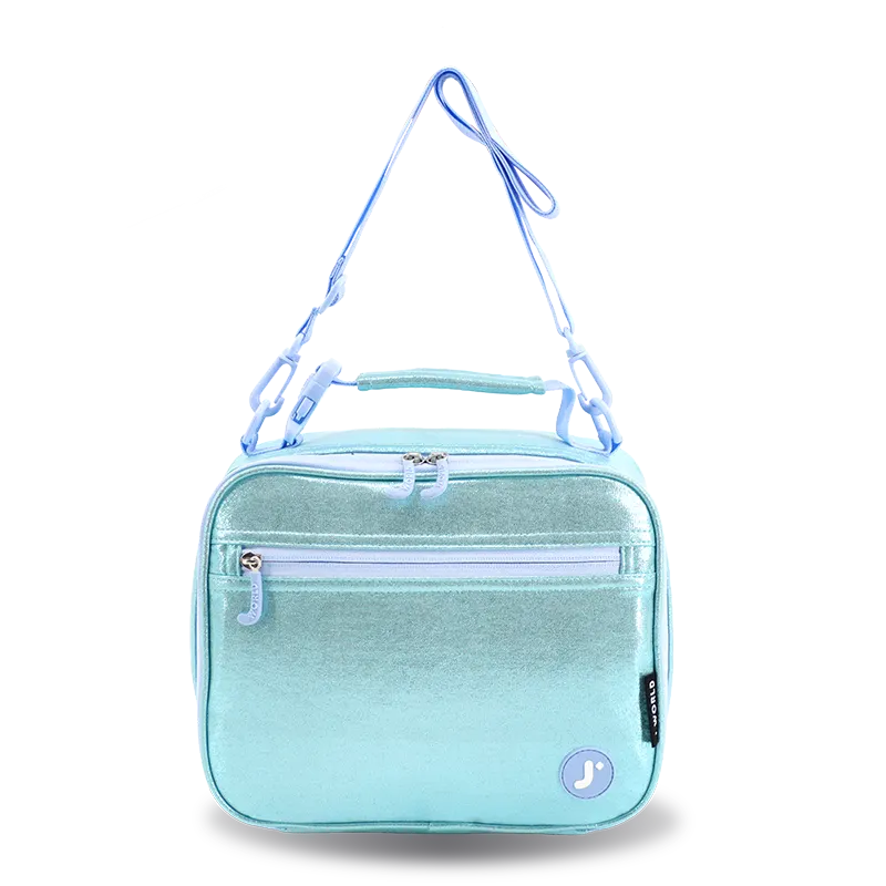 J World Cody Lunch Bag With Shoulder Strap in Metallic Teal — front view # color_Metallic Teal