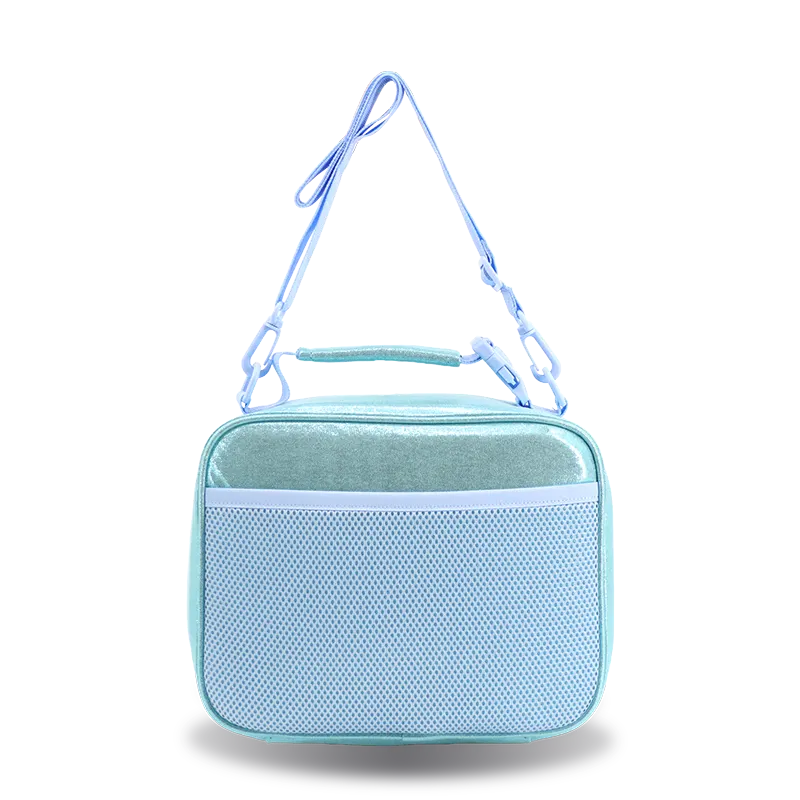 J World Cody Lunch Bag With Shoulder Strap in Metallic Teal — back view # color_Metallic Teal