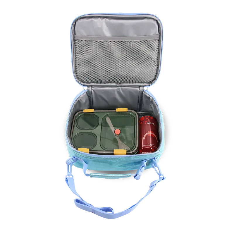 J World Cody Lunch Bag With Shoulder Strap in Metallic Teal — interior view 2 # color_Metallic Teal