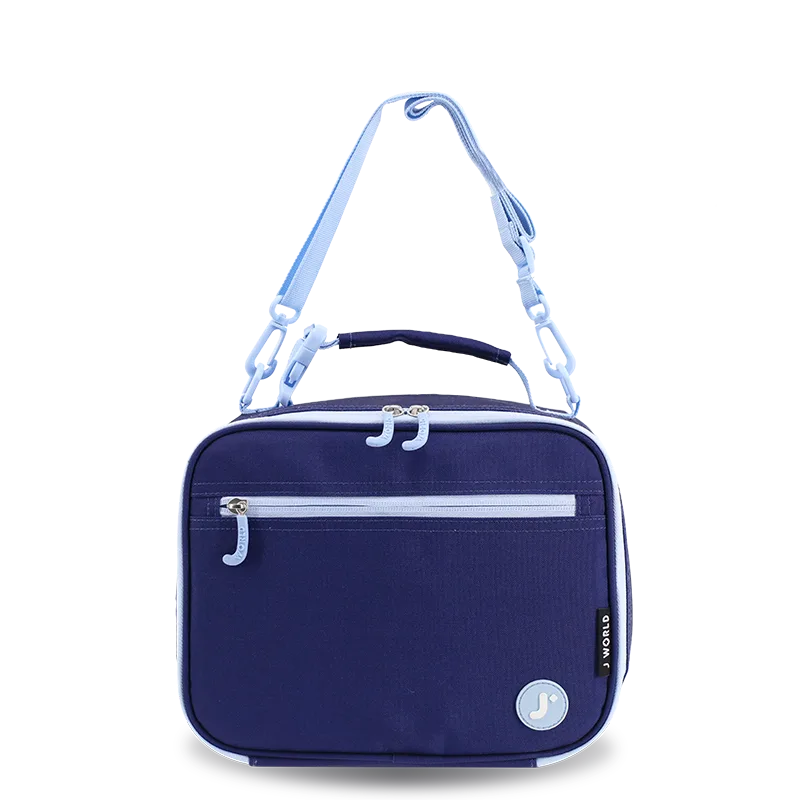 J World Cody Lunch Bag With Shoulder Strap in Navy — front view # color_Navy