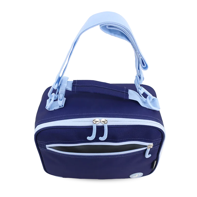 J World Cody Lunch Bag With Shoulder Strap in Navy — detail view # color_Navy