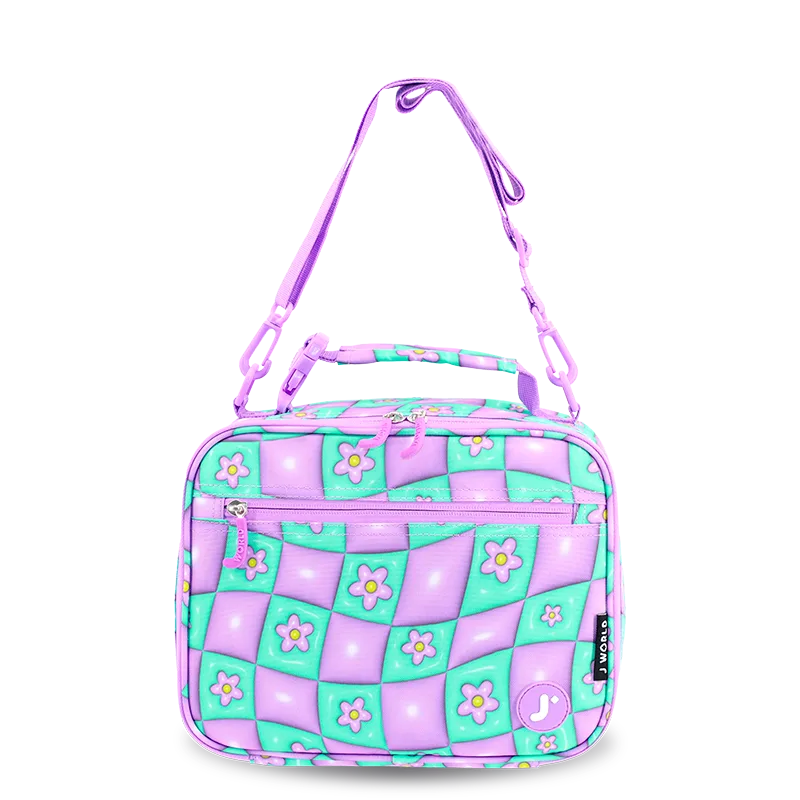 J World Cody Lunch Bag With Shoulder Strap in Puffy Flower — front view # color_Puffy Flower
