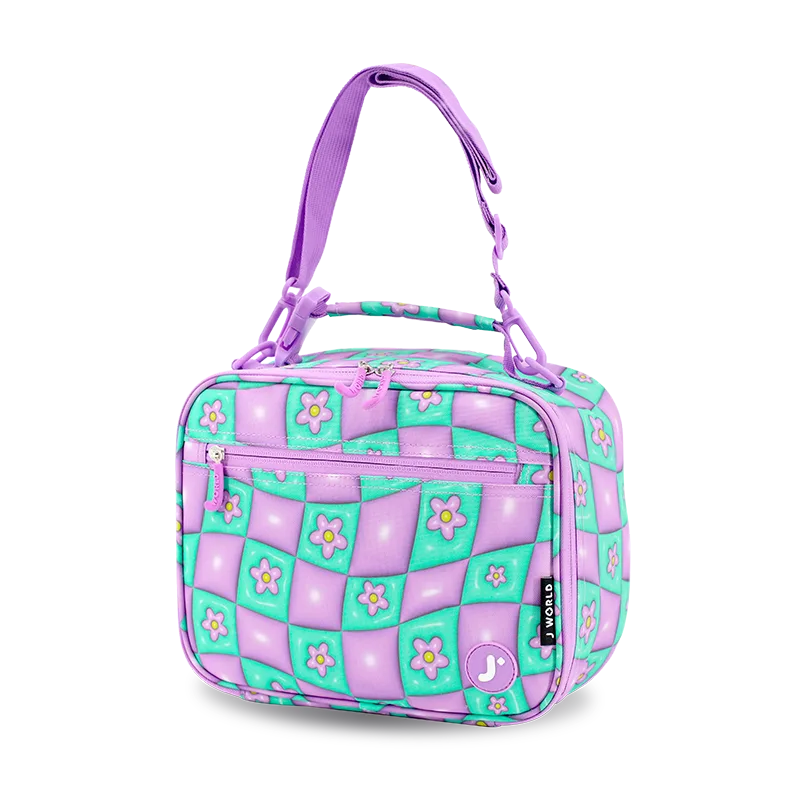 J World Cody Lunch Bag With Shoulder Strap in Puffy Flower — angle view 2 # color_Puffy Flower