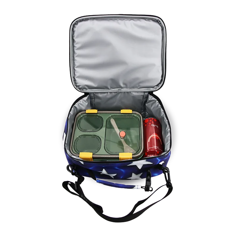J World Cody Lunch Bag With Shoulder Strap in Puffy Star — interior view # color_Puffy Star