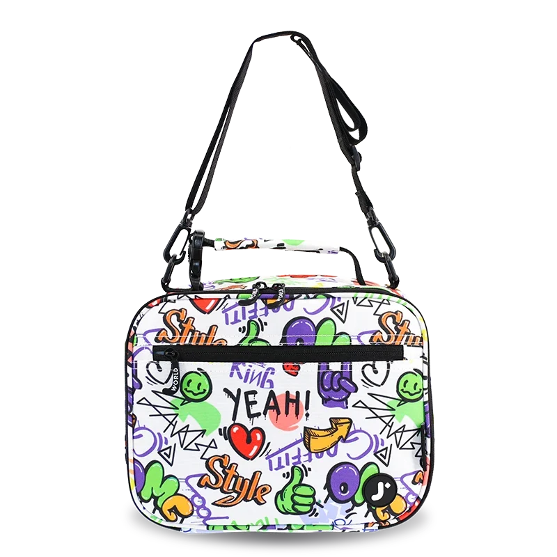 J World Cody Lunch Bag With Shoulder Strap in Street Art — front view # color_Street Art
