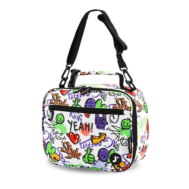 J World Cody Lunch Bag With Shoulder Strap in Street Art — angle view 2 # color_Street Art
