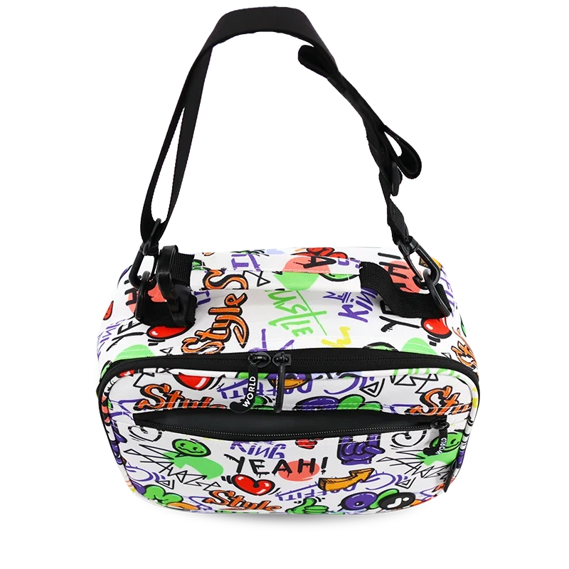 J World Cody Lunch Bag With Shoulder Strap in Street Art — detail view # color_Street Art