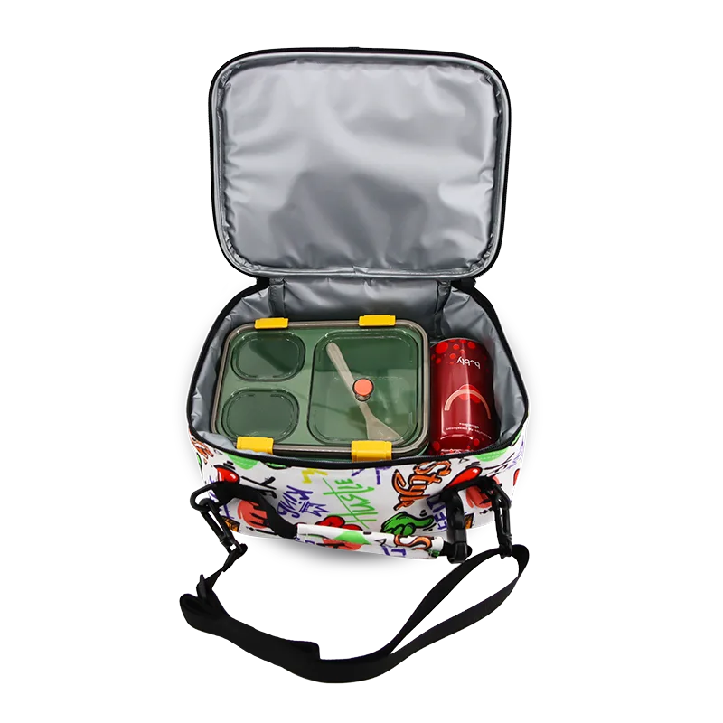J World Cody Lunch Bag With Shoulder Strap in Street Art — interior view # color_Street Art