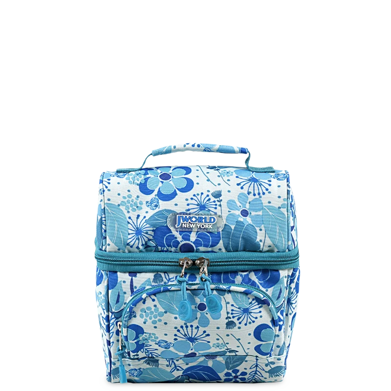 J World Corey Lunch Bag in Blue Vine — angle view 2 # color_Blue Vine