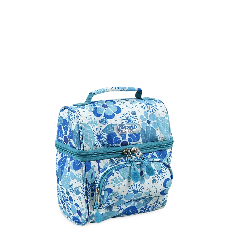 J World Corey Lunch Bag in Blue Vine — angle view 3 # color_Blue Vine