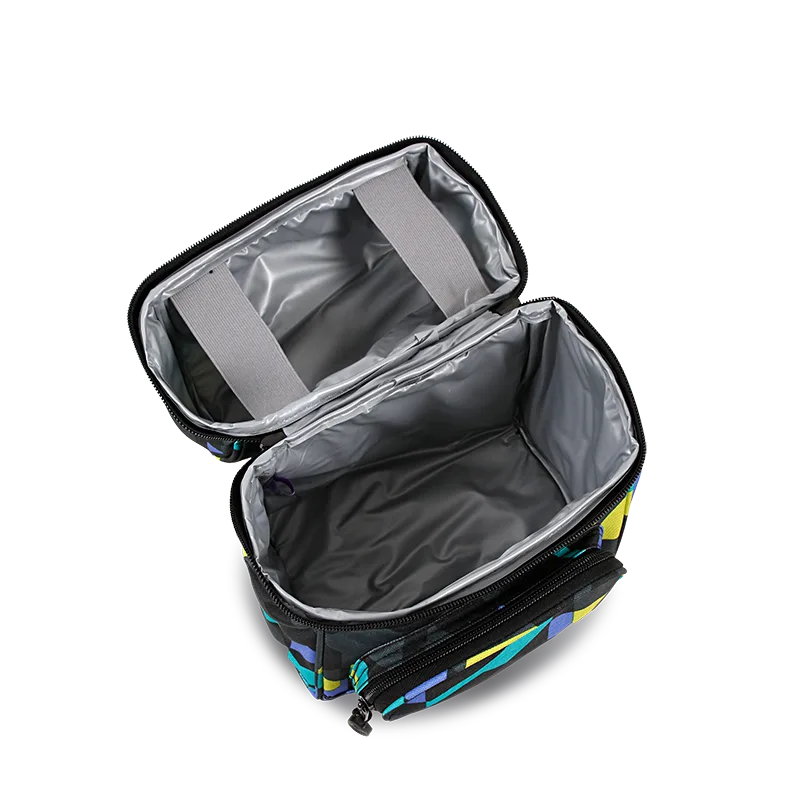 J World Corey Lunch Bag in Cubes — interior view # color_Cubes
