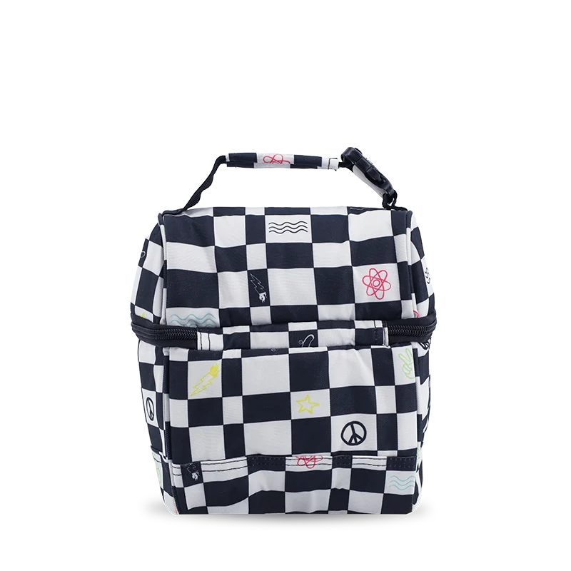 J World Corey Lunch Bag in Icon Checkers — back view # color_Icon Checkers