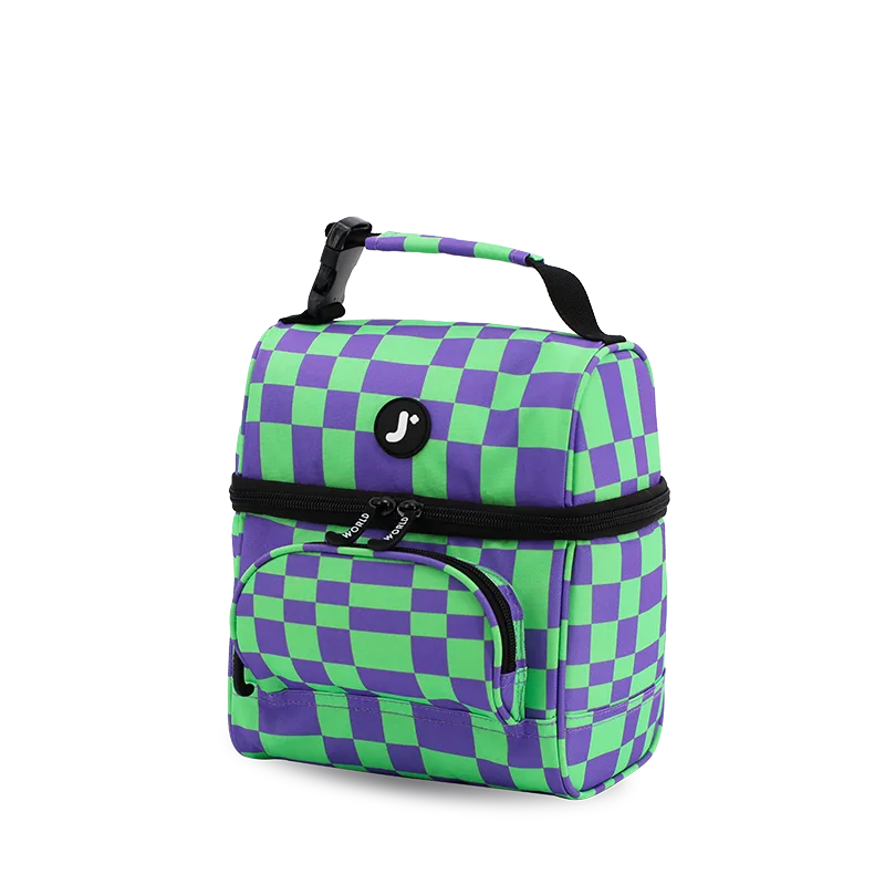 J World Corey Lunch Bag in Pixel Checkers — front view 2 # color_Pixel Checkers