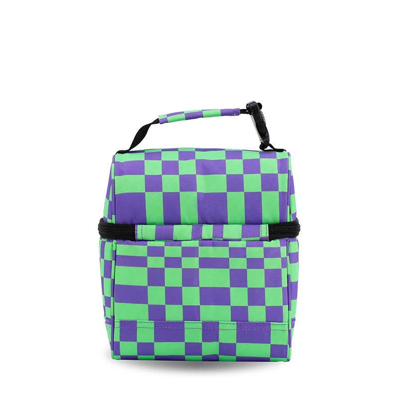 J World Corey Lunch Bag in Pixel Checkers — back view # color_Pixel Checkers