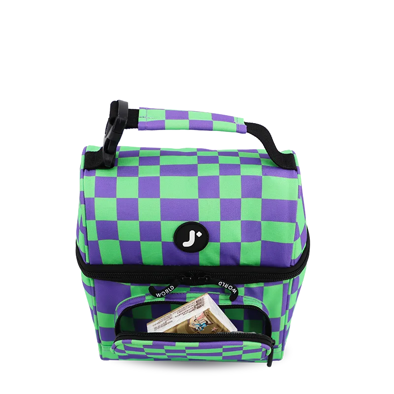 J World Corey Lunch Bag in Pixel Checkers — interior view # color_Pixel Checkers