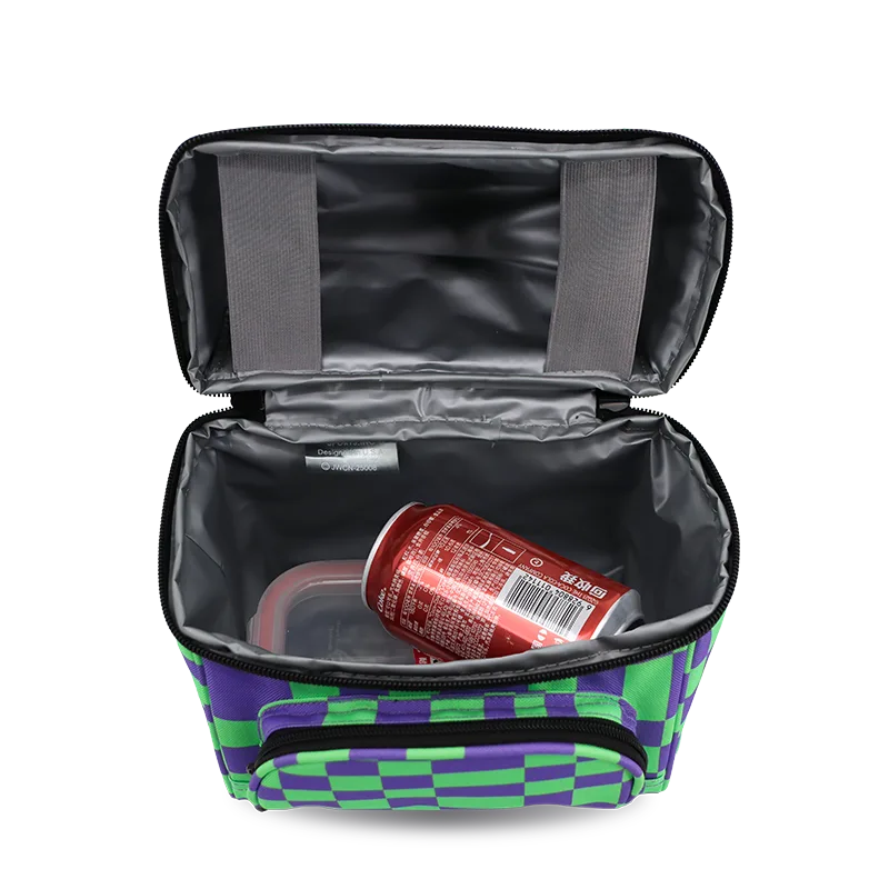 J World Corey Lunch Bag in Pixel Checkers — interior view 3 # color_Pixel Checkers