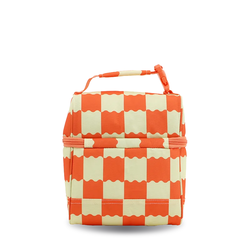 J World Corey Lunch Bag in Wiggle Coral — back view # color_Wiggle Coral