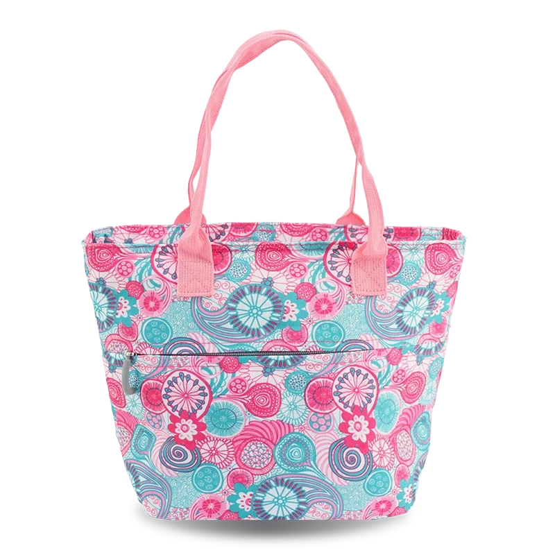 J World Lola Insulated Lunch Tote Bag in Blue Raspberry — back view # color_Blue Raspberry