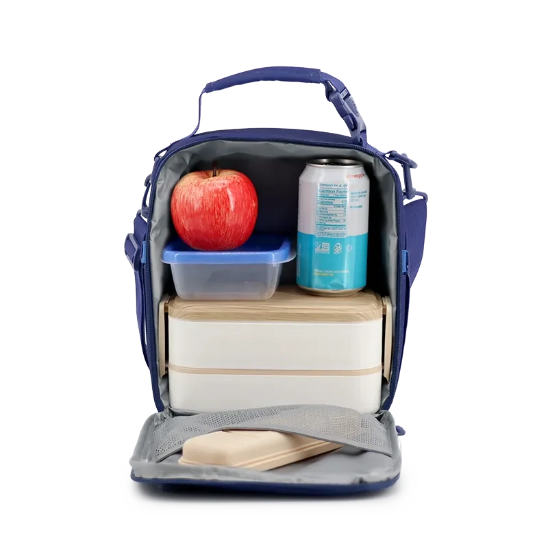 J World Cole Insulated Lunch Bag in Navy — interior view # color_Navy