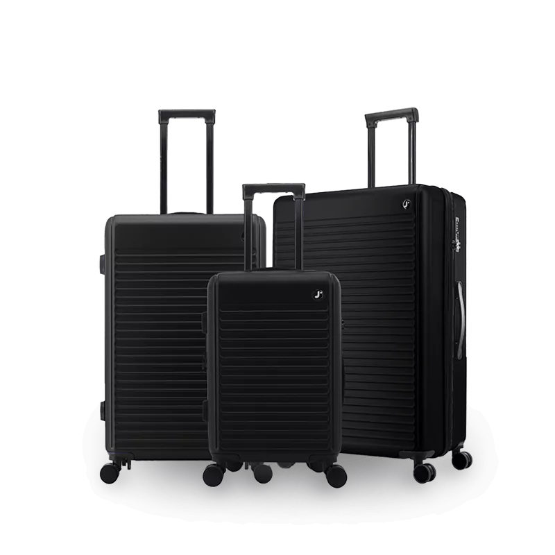 J World North Hardside 3pcs Set Luggage in Black — front view # color_Black