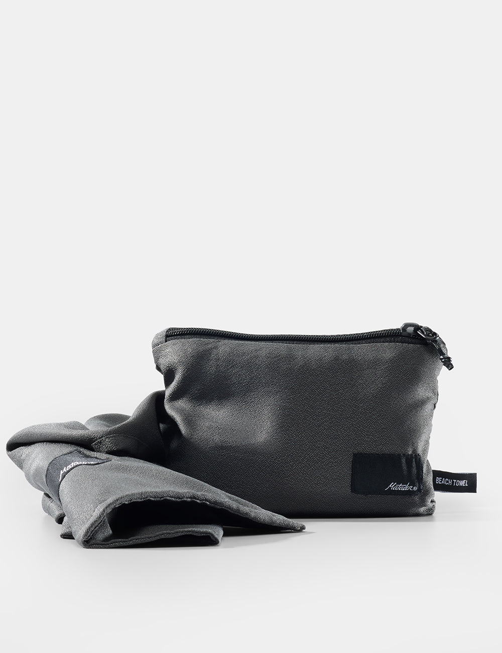 Matador NanoDry Packable Beach Towel in Charcoal — front view