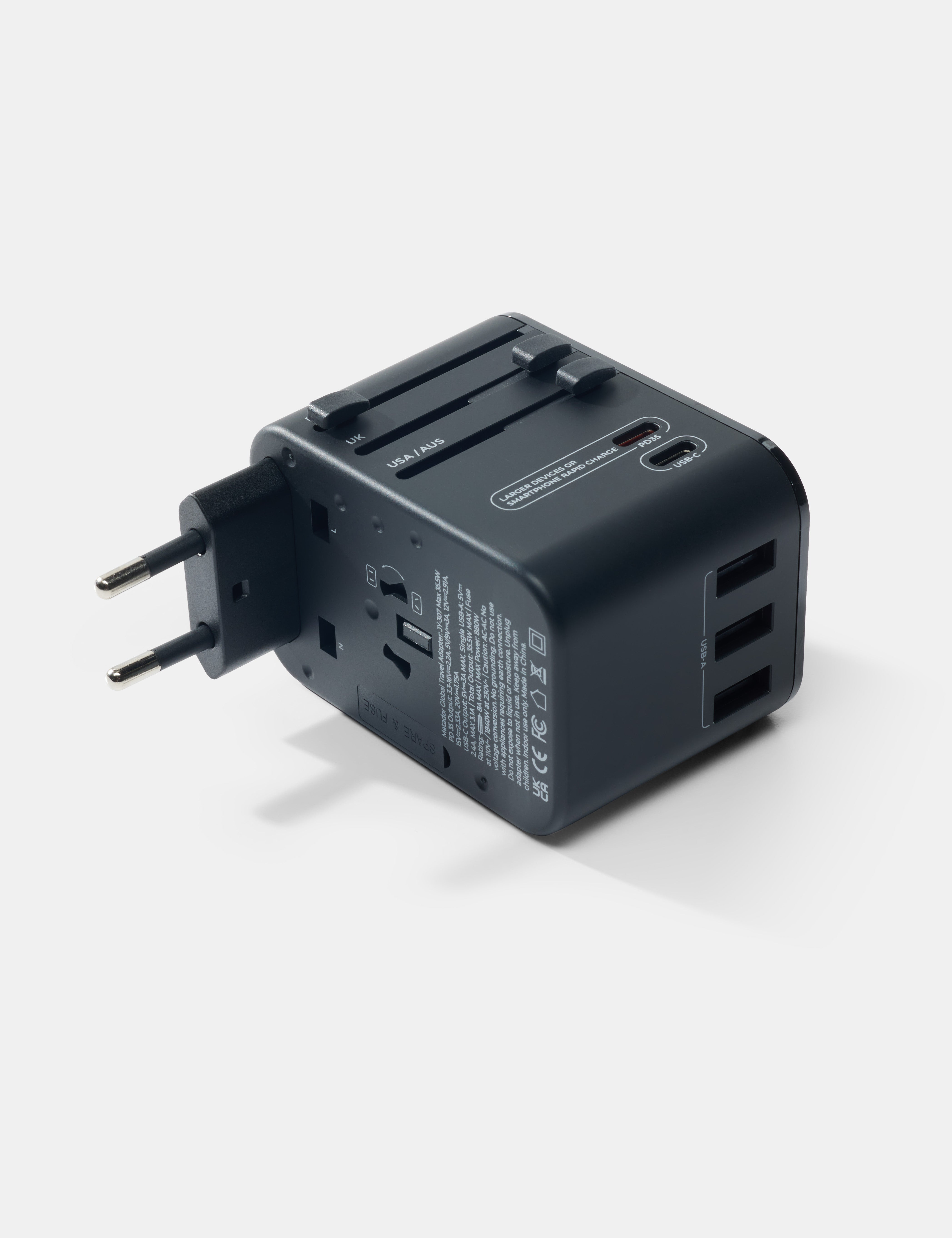 Matador Global Travel Adapter in Black — angle view 4