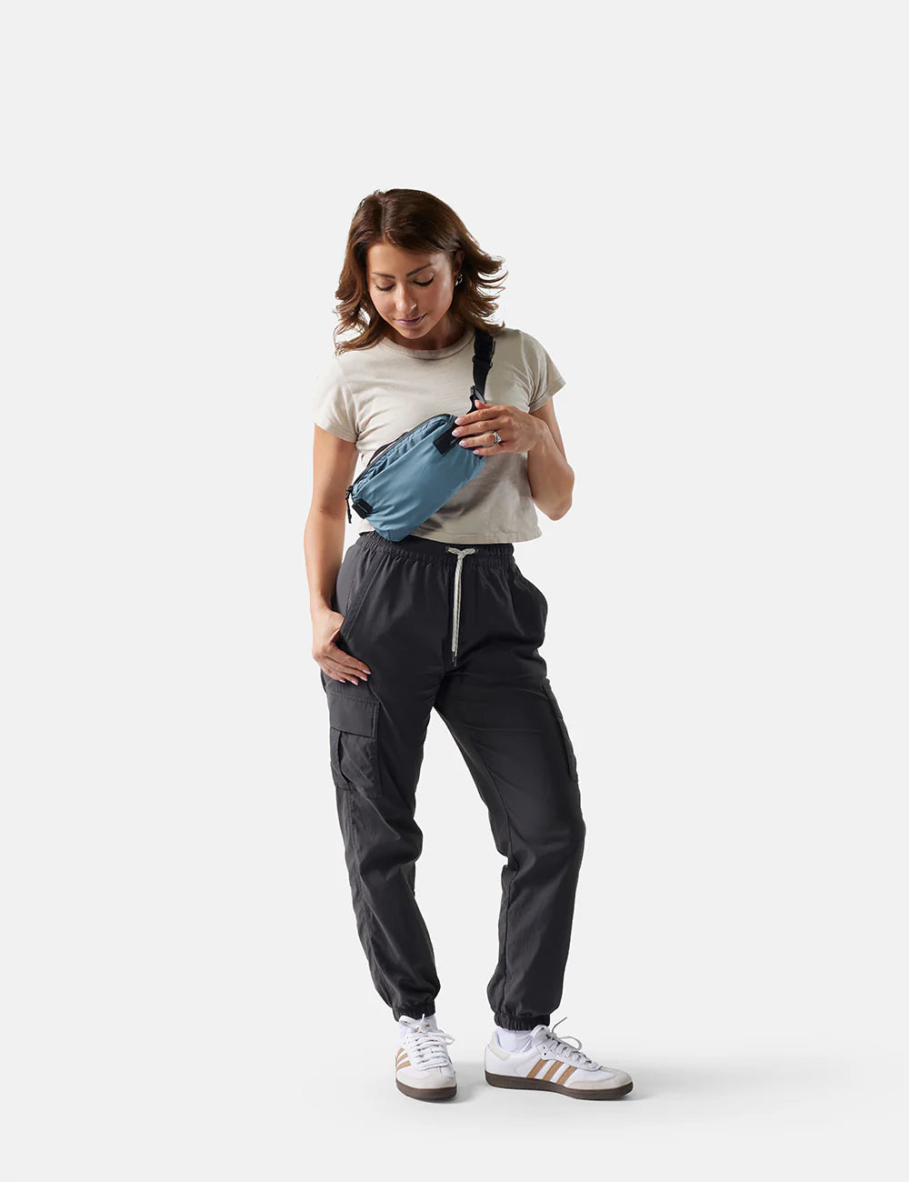 Matador ReFraction Packable Sling in Slate Blue — lifestyle # color_Slate Blue