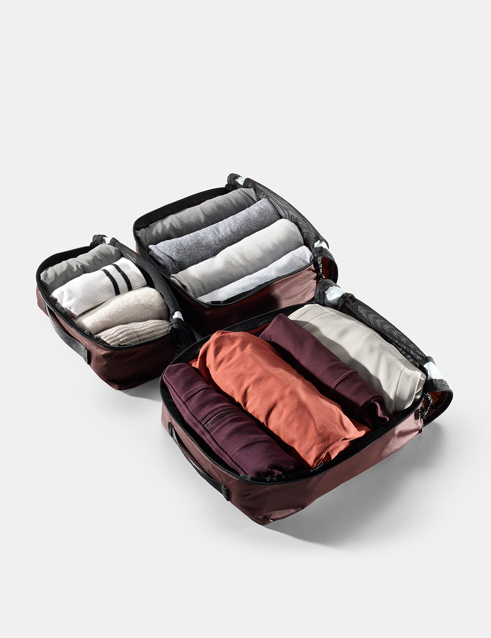 Matador Packing Cube Set 3-Pack in Garnet — angle view 2