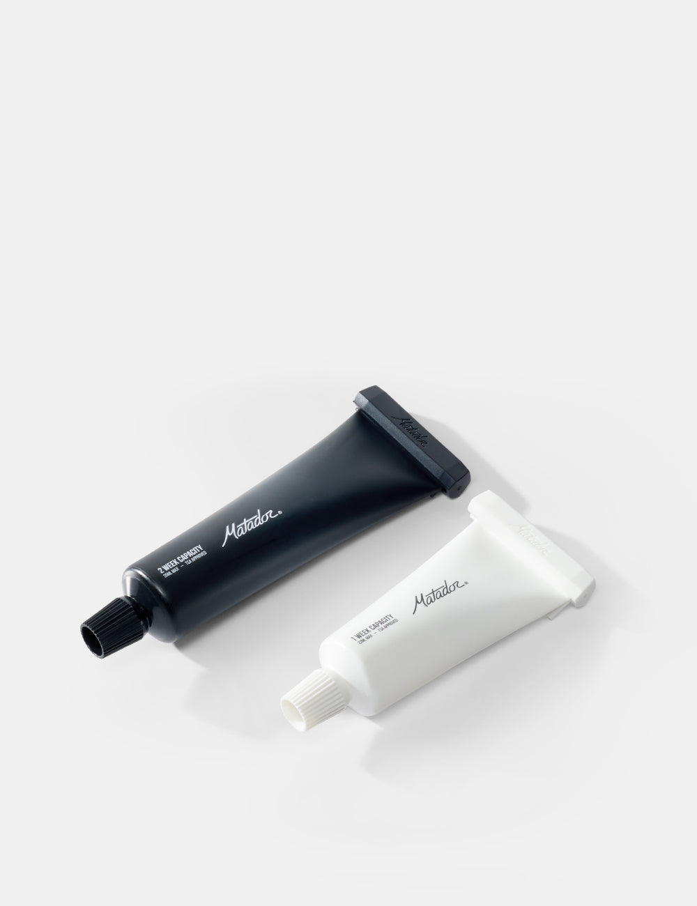Matador Refillable Toothpaste Tubes in Black/White — front view