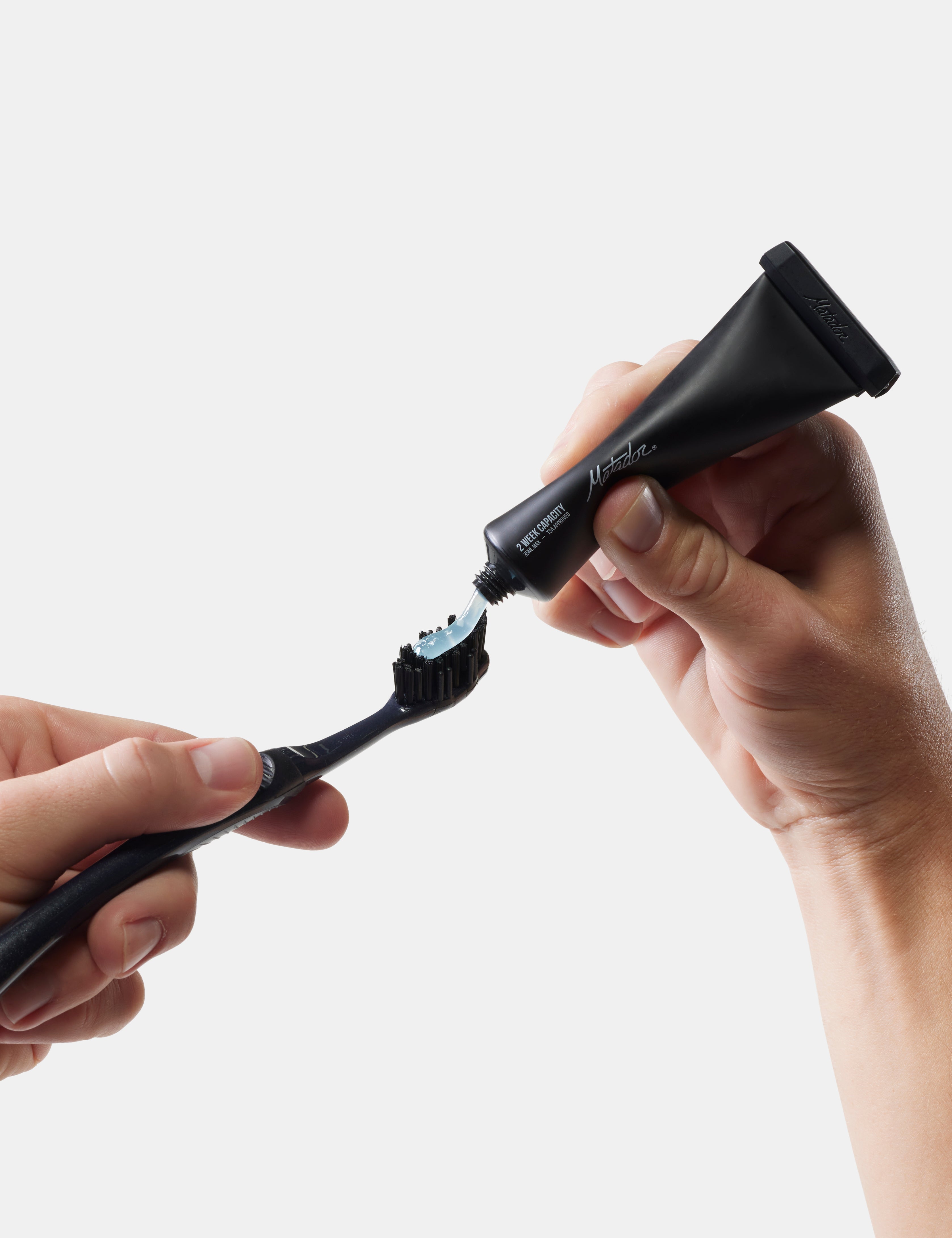 Matador Refillable Toothpaste Tubes in Black/White — angle view 2